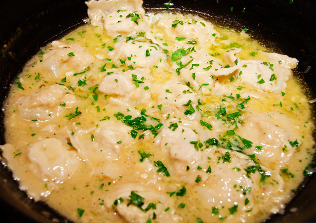 Joe's homemade crab ravioli were etherial and delicious with a simple herb beurre blanc.