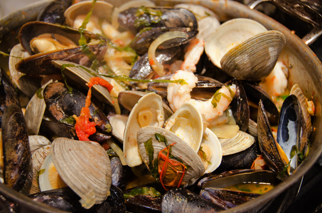 Michy's seafood stew combines shrimp, clams and mussels.