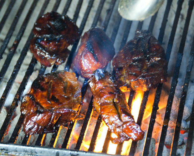The fireplace grill give the meat that nice char that is desirable in char siu.